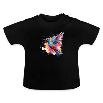 Colibri exotique : des mondes aux couleurs vives - T-shirt bio col rond Bébé - noir - Devant
