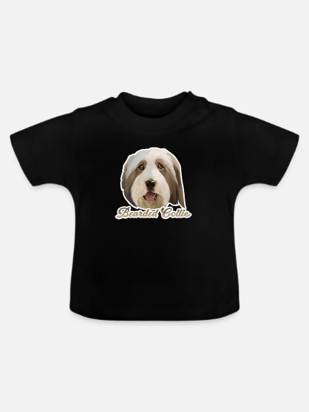 Bärtiger Collie - Baby Bio-T-Shirt mit Rundhals - Schwarz