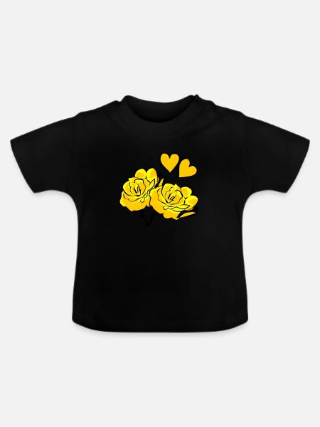 roses - Baby Bio-T-Shirt mit Rundhals - Schwarz