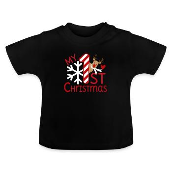 Mon premier Noël - T-shirt bio col rond Bébé - noir - Devant