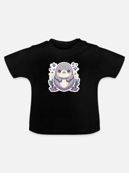 Seal Liebhaber - Baby Bio-T-Shirt mit Rundhals - Schwarz