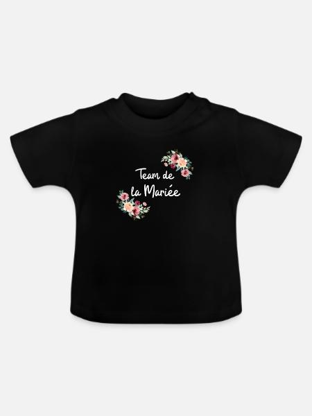 Braut Team Blumen - Baby Bio-T-Shirt mit Rundhals - Schwarz
