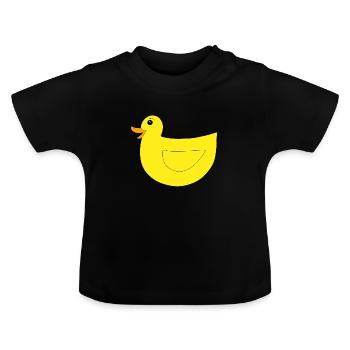 Cute and happy duck - Baby Organic T-Shirt with Round Neck - black - Front