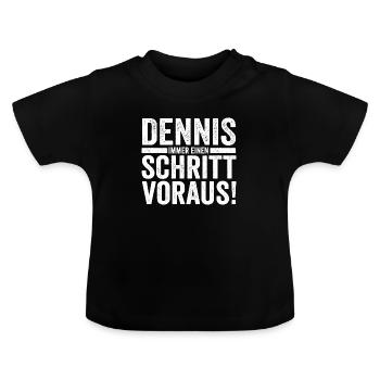 First name Dennis - Baby Organic T-Shirt with Round Neck - black - Front
