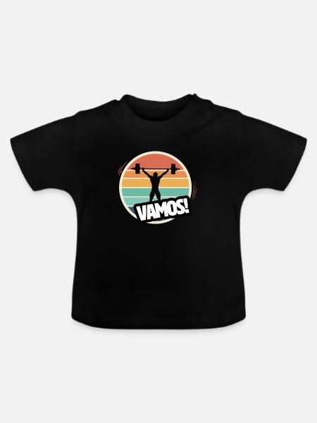 Vamos Retro Gewichtheben - Baby Bio-T-Shirt mit Rundhals - Schwarz