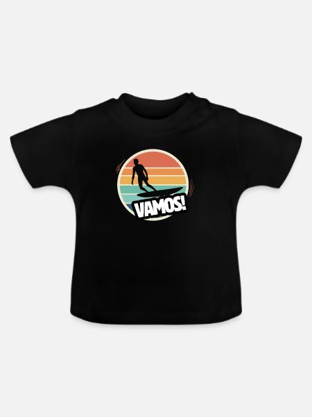 Vamos Retro Surf - Baby Bio-T-Shirt mit Rundhals - Schwarz