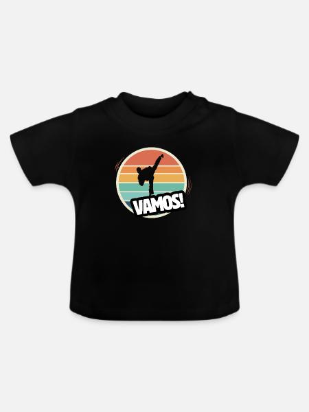 Vamos Retro Taekwondo - Baby Bio-T-Shirt mit Rundhals - Schwarz