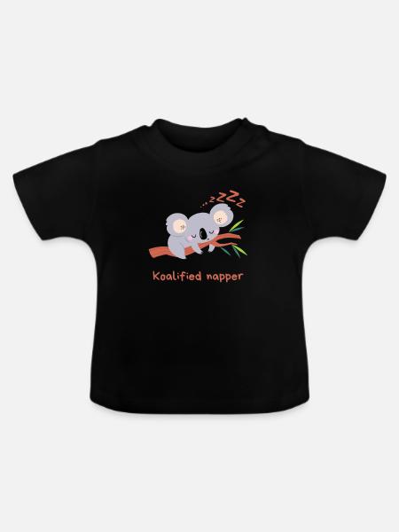 Koalified napper - Baby Bio-T-Shirt mit Rundhals - Schwarz