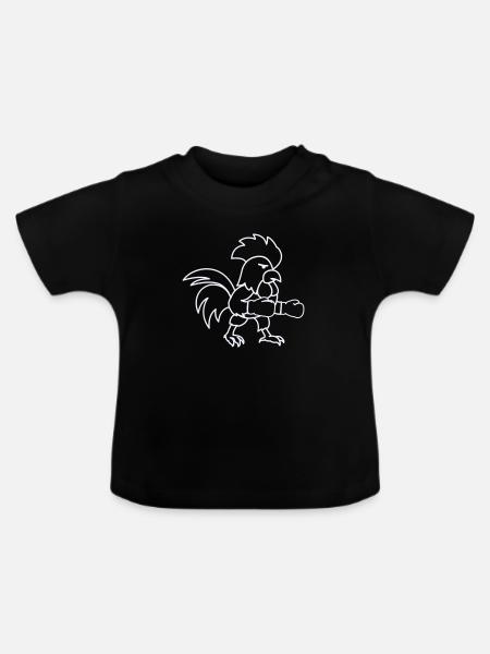 hahn boxer - Baby Bio-T-Shirt mit Rundhals - Schwarz