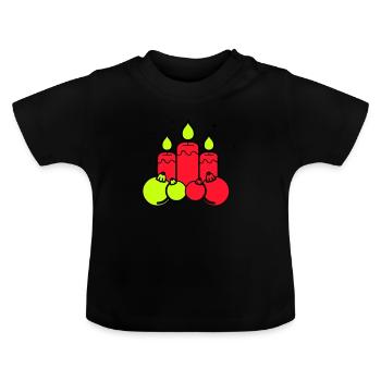 Bougies Noël Noël - T-shirt bio col rond Bébé - noir - Devant