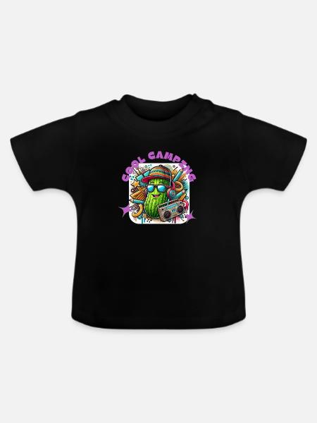 Cool Camping Gurkiii - Baby Bio-T-Shirt mit Rundhals - Schwarz