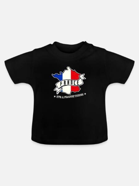 Frankreich - Baby Bio-T-Shirt mit Rundhals - Schwarz