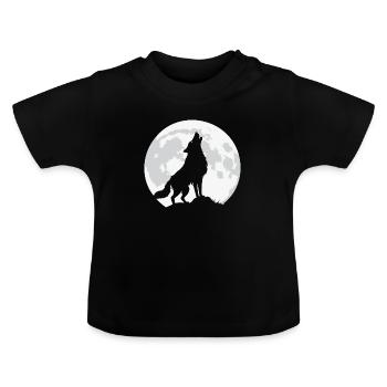 Heulender Wolf unter Vollmond - PNG - Baby Bio-T-Shirt mit Rundhals - Schwarz - Vorne
