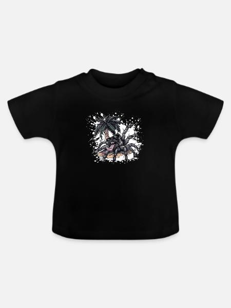 Tarantula Insel Palme - Baby Bio-T-Shirt mit Rundhals - Schwarz