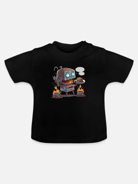 Grill-Bot - Baby Bio-T-Shirt mit Rundhals - Schwarz