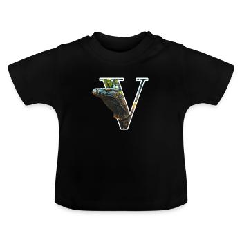 V Varan alphabet animaux - T-shirt bio col rond Bébé - noir - Devant