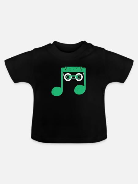 Compact Cassette Music - Baby Bio-T-Shirt mit Rundhals - Schwarz