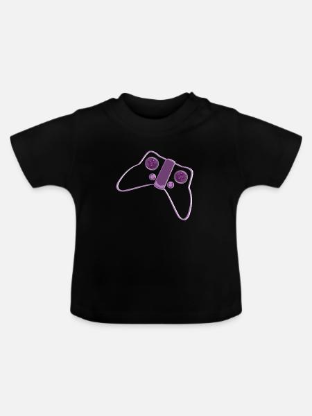 Kontroller Pink Lila - Baby Bio-T-Shirt mit Rundhals - Schwarz