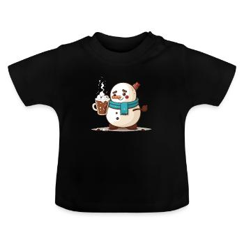 Warm Winter Wishes - Baby Organic T-Shirt with Round Neck - black - Front