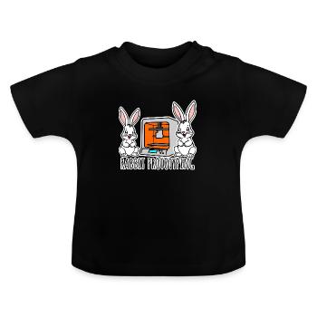 Rabbit Prototyping - Printing rabbits with 3D printer - Baby Organic T-Shirt with Round Neck - black - Front