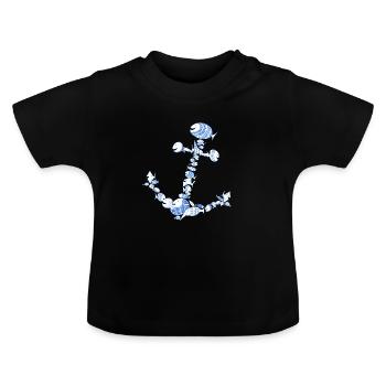 Anker Meer Schiff Angler Fisch Pirat segelnmonster - Baby Bio-T-Shirt mit Rundhals - Schwarz - Vorne