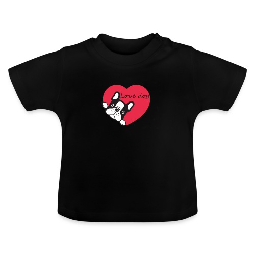 Bouledogue francese love - Maglietta ecologica con scollo rotondo per neonato