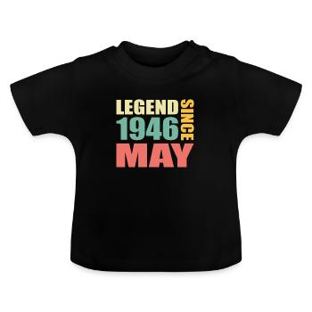 77. Geburtstag Mai Jahrgang 1946 Geschenkidee - Baby Bio-T-Shirt mit Rundhals - Schwarz - Vorne
