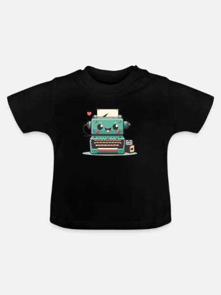 Schreibmaschine Retro - Baby Bio-T-Shirt mit Rundhals - Schwarz