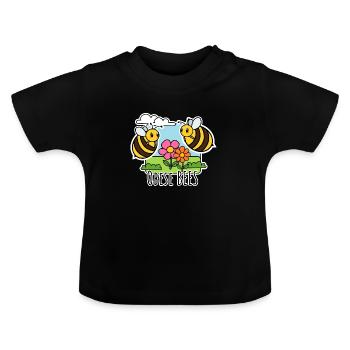 Overweight Bees - Obese Bees - Baby Organic T-Shirt with Round Neck - black - Front