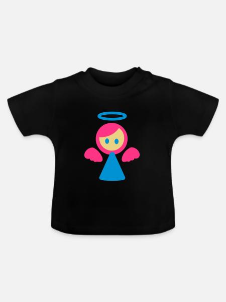 kleiner Engel 3 - Baby Bio-T-Shirt mit Rundhals - Schwarz