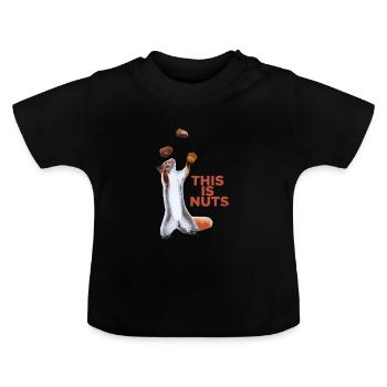 Lustiges Eichhörnchen jongliert Haselnuss Talent - Baby Bio-T-Shirt mit Rundhals - Schwarz - Vorne