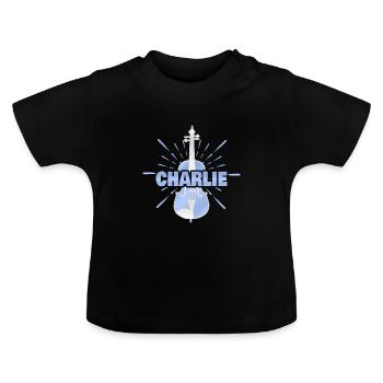 Charlie as a first name - Baby Organic T-Shirt with Round Neck - black - Front