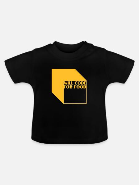 code for food - Baby Organic T-Shirt with Round Neck - black