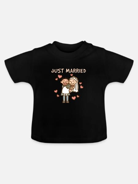 Hochzeitspaar Ehe - Baby Bio-T-Shirt mit Rundhals - Schwarz