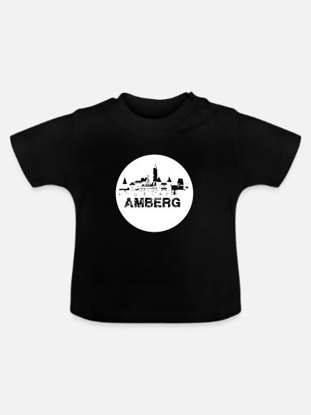 amberg,skyline,weiss,kreis,scherenschnitt - Baby Bio-T-Shirt mit Rundhals - Schwarz