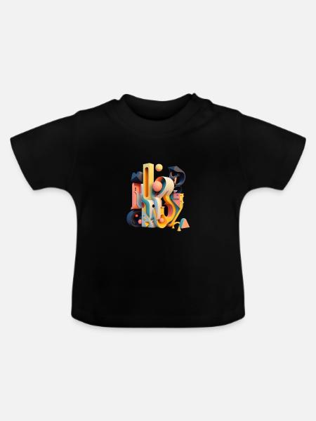 3D - Baby Bio-T-Shirt mit Rundhals - Schwarz