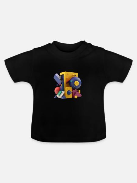 3D - Baby Bio-T-Shirt mit Rundhals - Schwarz