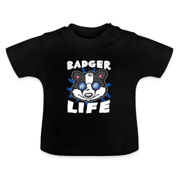 Dachs - Baby Bio-T-Shirt mit Rundhals - Schwarz - Vorne