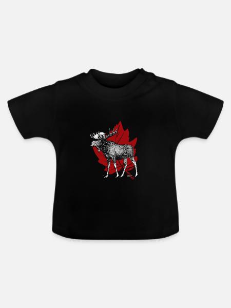 Kanada Elch - Baby Bio-T-Shirt mit Rundhals - Schwarz