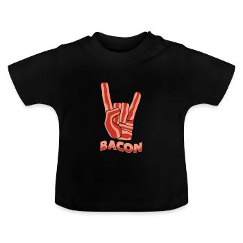 Bacon Rock Musik Rebell Frühstück Grillen - Baby Bio-T-Shirt mit Rundhals - Schwarz - Vorne