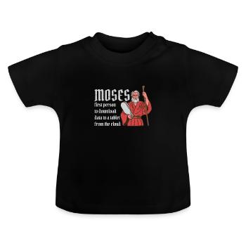 Moïse est la première personne à télécharger des données depuis un cloud - T-shirt bio col rond Bébé - noir - Devant