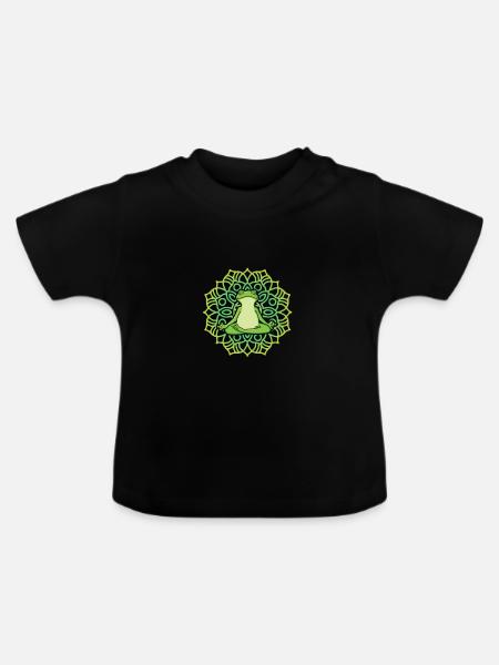 Grenouille méditante Mandala Yoga - T-shirt bio col rond Bébé - noir