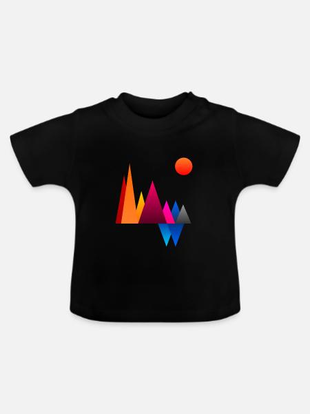 Bunte Berge - Baby Bio-T-Shirt mit Rundhals - Schwarz