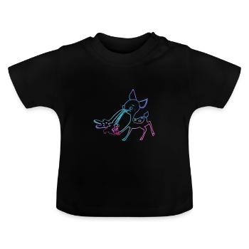 bambi,cerf,kotzdenes reh, dessin,coloré - T-shirt bio col rond Bébé - noir - Devant