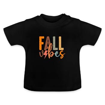 Fall Vibes - Baby Organic T-Shirt with Round Neck - black - Front