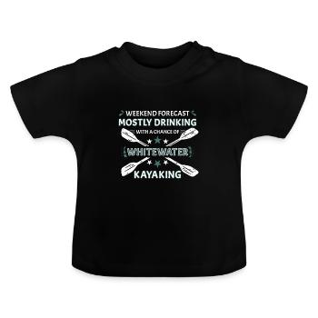 Prévisions du week-end Boire et faire du kayak en eau vive - T-shirt bio col rond Bébé - noir - Devant