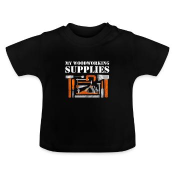 Carpenter My Woodworking Supplies Woodworking - Baby Organic T-Shirt with Round Neck - black - Front