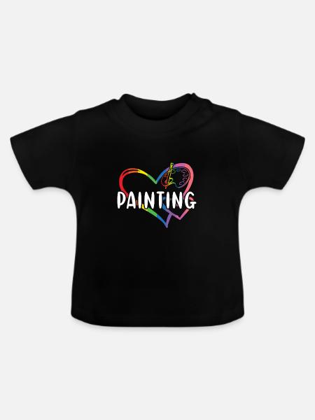 Painter Heart Painting - Baby Bio-T-Shirt mit Rundhals - Schwarz