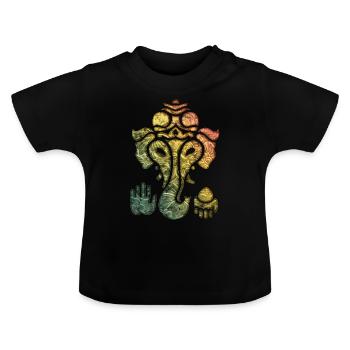 Ganesh, Ganesha, Hindouisme, Yoga, Dieu éléphant - T-shirt bio col rond Bébé - noir - Devant