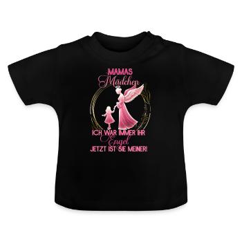 Mamas Mädchen, Gedenken Engel Erinnerung Geschenk - Baby Bio-T-Shirt mit Rundhals - Schwarz - Vorne